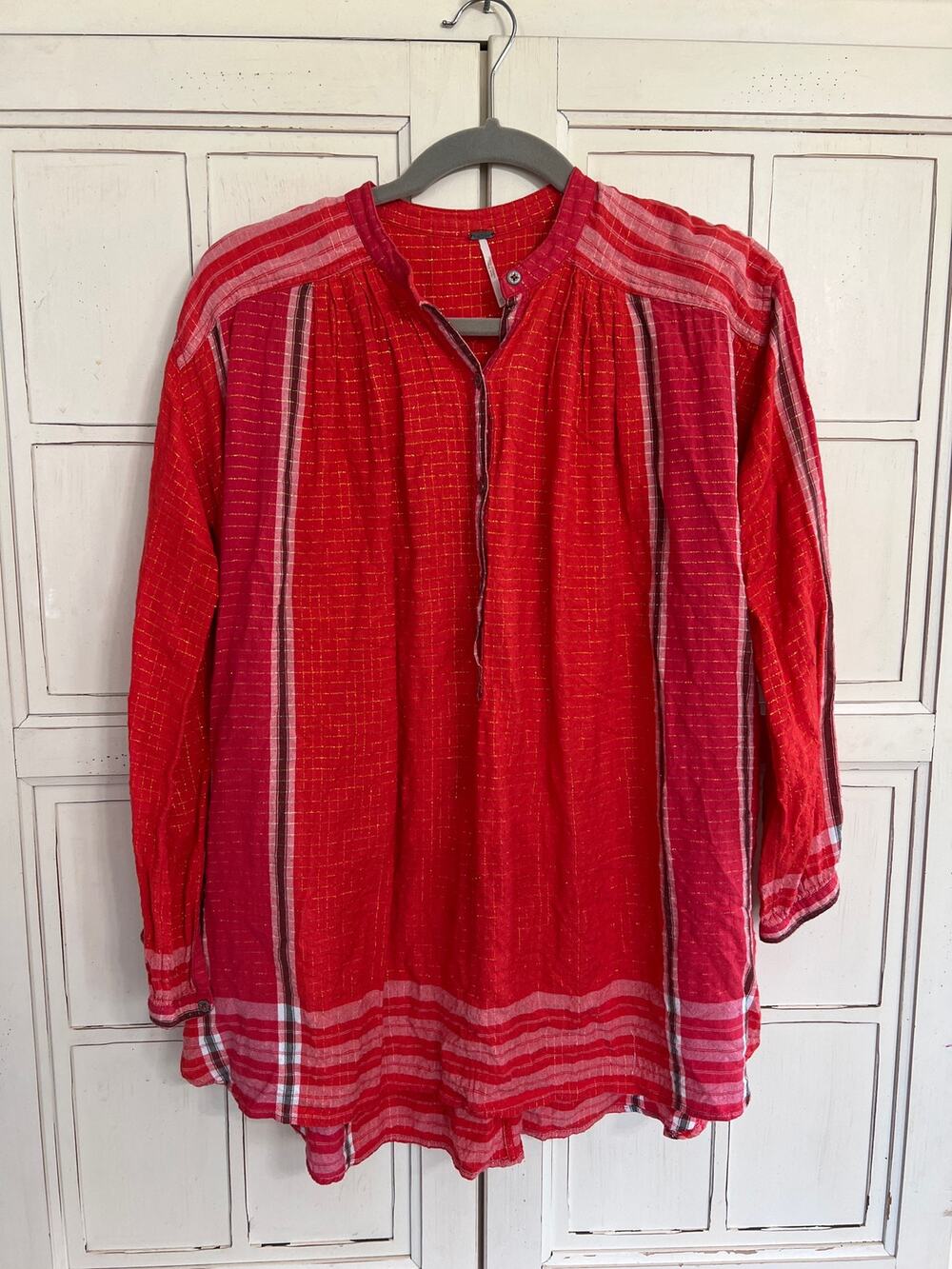 Free People size XS red pullover blouse top shirt